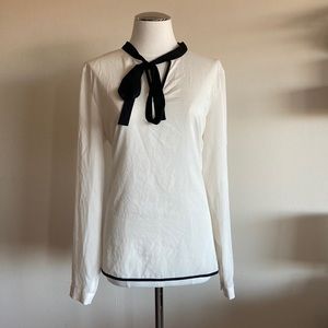The Limited Bow Blouse White and Black Women’s Large